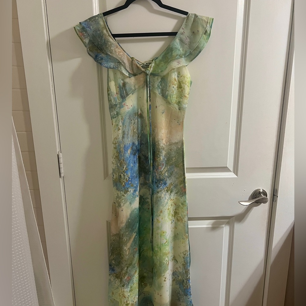 vintage watercolor flutter fairy maxi dress
